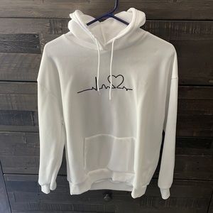 White Heart Beat Sweatshirt Size L